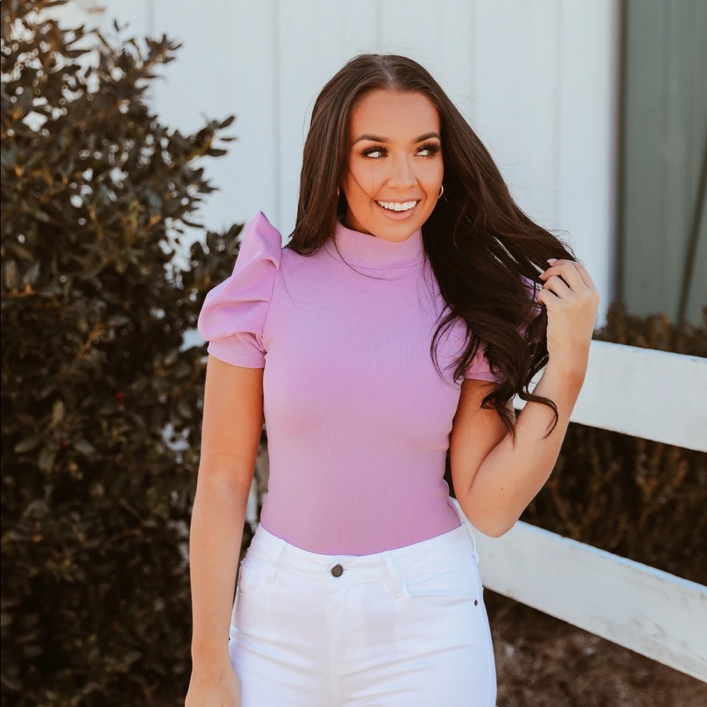 Puff sleeve Body Suit - Lavender, Medium